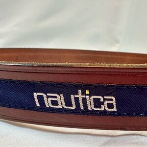 Men's Nautica Leather flag belt sz 40